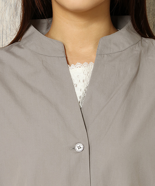 LBC（エルビーシー）の「ポプリン前開きワンピース（ワンピース・レディース・グレー/オリーブ・L/M）」の5枚目の写真