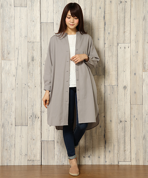 LBC（エルビーシー）の「ポプリン前開きワンピース（ワンピース・レディース・グレー/オリーブ・L/M）」の8枚目の写真