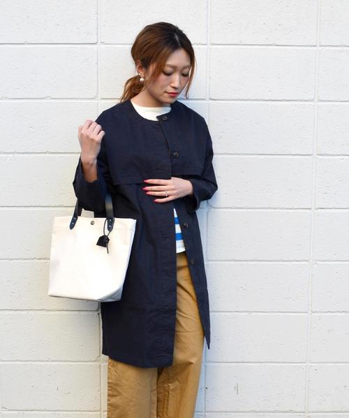 SHIPS Days（シップスデイズ）の「SHIPS Days: ノーカラー コート◇（ノーカラージャケット・レディース・オリーブ/ベージュ/ネイビー・ONE SIZE）」の3枚目の写真