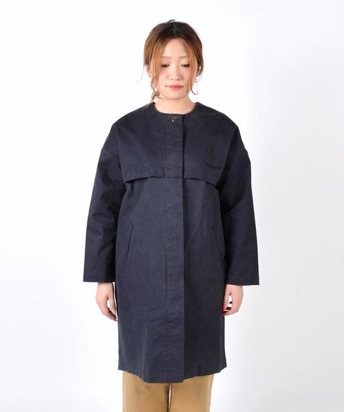 SHIPS Days（シップスデイズ）の「SHIPS Days: ノーカラー コート◇（ノーカラージャケット・レディース・オリーブ/ベージュ/ネイビー・ONE SIZE）」の4枚目の写真