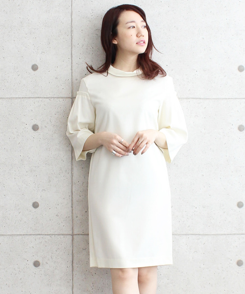 Sono ボトルネック ワンピース Jines ジネス のファッション 袖タック 袖タック ボトルネック ワンピース