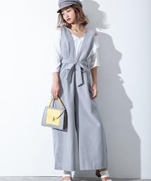 fifth | ウエストリボンVネックコンビネゾン セットアップ(つなぎ/オールインワン)