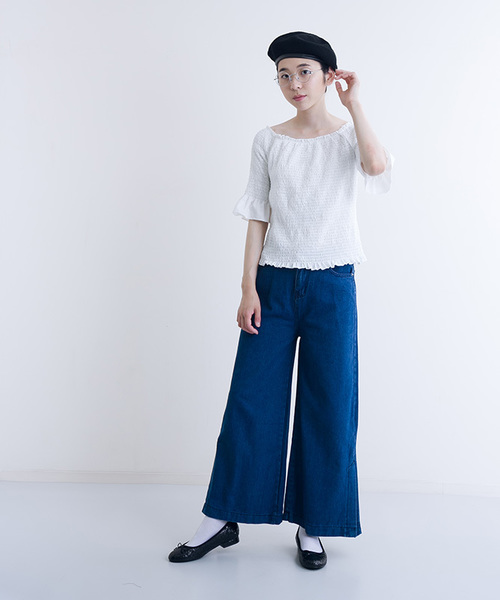 MERLOT（メルロー）の「フリルシャーリングオフショルトップス1168（シャツ/ブラウス・レディース・レッド/オフホワイト/イエロー/ブラック・FREE）」の12枚目の写真