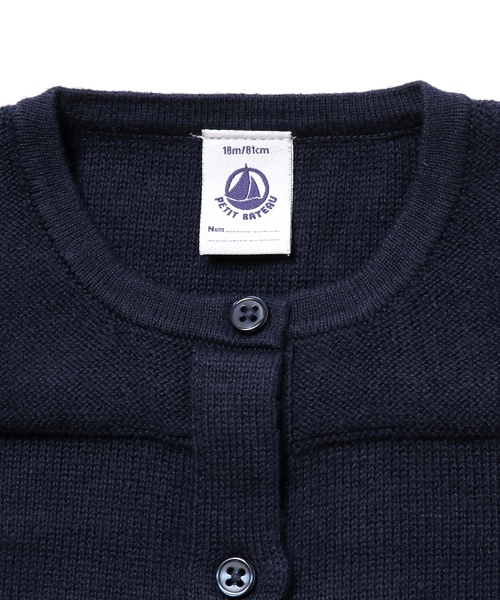 PETIT BATEAU（プチバトー）の「ウール＆コットンニットカーディガン（カーディガン/ボレロ・キッズ・ダークネイビー・18MONTH/24MONTH）」の3枚目の写真