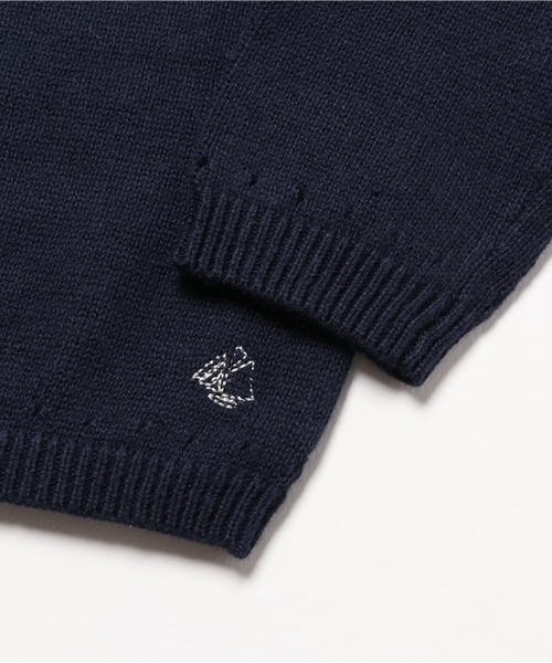 PETIT BATEAU（プチバトー）の「ウール＆コットンニットカーディガン（カーディガン/ボレロ・キッズ・ダークネイビー・18MONTH/24MONTH）」の4枚目の写真