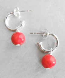 【925 SILVER ACC】ラウンドストーンスイングピアスSV925(OG)