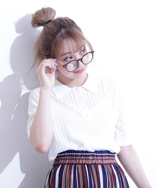 N.（N. Natural Beauty Basic）（エヌエヌナチュラルビューティーベーシック）の「◆アイレットポロニット（ニット/セーター・レディース・ホワイト/パープル/ホワイト系その他/ブラック・MEDIUM）」の2枚目の写真