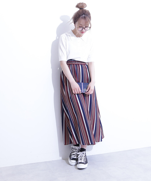 N.（N. Natural Beauty Basic）（エヌエヌナチュラルビューティーベーシック）の「◆アイレットポロニット（ニット/セーター・レディース・ホワイト/パープル/ホワイト系その他/ブラック・MEDIUM）」の5枚目の写真