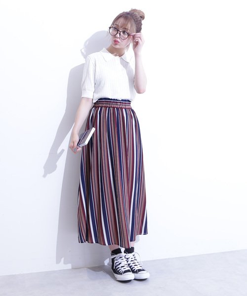 N.（N. Natural Beauty Basic）（エヌエヌナチュラルビューティーベーシック）の「◆アイレットポロニット（ニット/セーター・レディース・ホワイト/パープル/ホワイト系その他/ブラック・MEDIUM）」の7枚目の写真