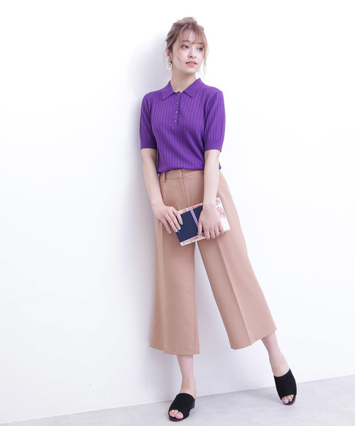 N.（N. Natural Beauty Basic）（エヌエヌナチュラルビューティーベーシック）の「◆アイレットポロニット（ニット/セーター・レディース・ホワイト/パープル/ホワイト系その他/ブラック・MEDIUM）」の10枚目の写真