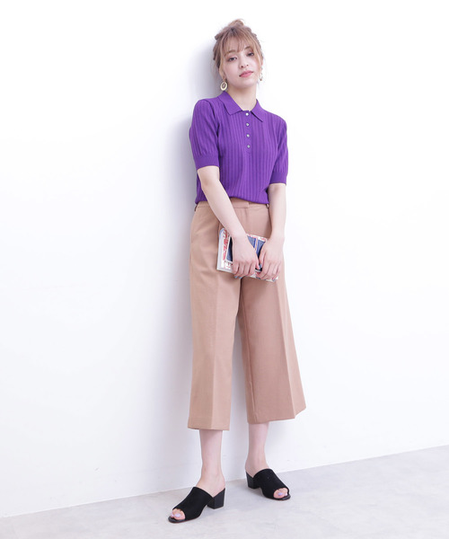 N.（N. Natural Beauty Basic）（エヌエヌナチュラルビューティーベーシック）の「◆アイレットポロニット（ニット/セーター・レディース・ホワイト/パープル/ホワイト系その他/ブラック・MEDIUM）」の11枚目の写真