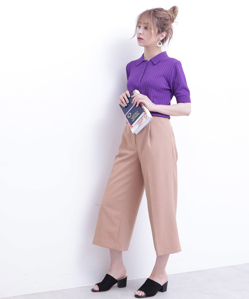 N.（N. Natural Beauty Basic）（エヌエヌナチュラルビューティーベーシック）の「◆アイレットポロニット（ニット/セーター・レディース・ホワイト/パープル/ホワイト系その他/ブラック・MEDIUM）」の12枚目の写真