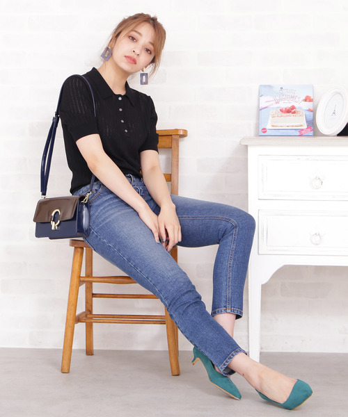 N.（N. Natural Beauty Basic）（エヌエヌナチュラルビューティーベーシック）の「◆アイレットポロニット（ニット/セーター・レディース・ホワイト/パープル/ホワイト系その他/ブラック・MEDIUM）」の22枚目の写真