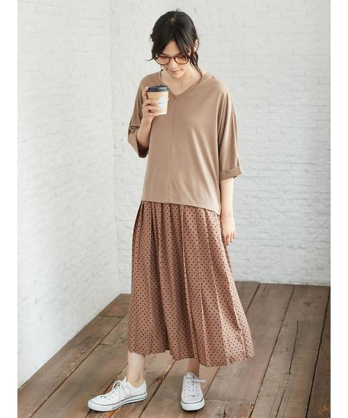 AMERICAN HOLIC（アメリカンホリック）の「Vネックドルマンプルオーバー（Tシャツ/カットソー・レディース・チャコールグレー/モカ/ブラック/ブルーグリーン・FREE）」の9枚目の写真