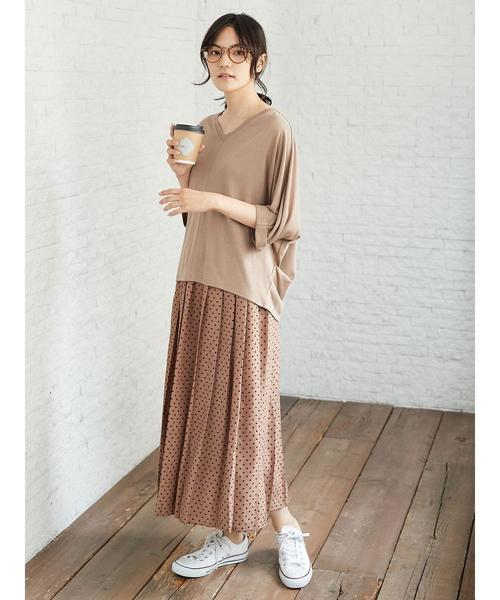 AMERICAN HOLIC（アメリカンホリック）の「Vネックドルマンプルオーバー（Tシャツ/カットソー・レディース・チャコールグレー/モカ/ブラック/ブルーグリーン・FREE）」の11枚目の写真
