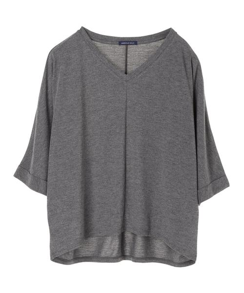 AMERICAN HOLIC（アメリカンホリック）の「Vネックドルマンプルオーバー（Tシャツ/カットソー・レディース・チャコールグレー/モカ/ブラック/ブルーグリーン・FREE）」の5枚目の写真
