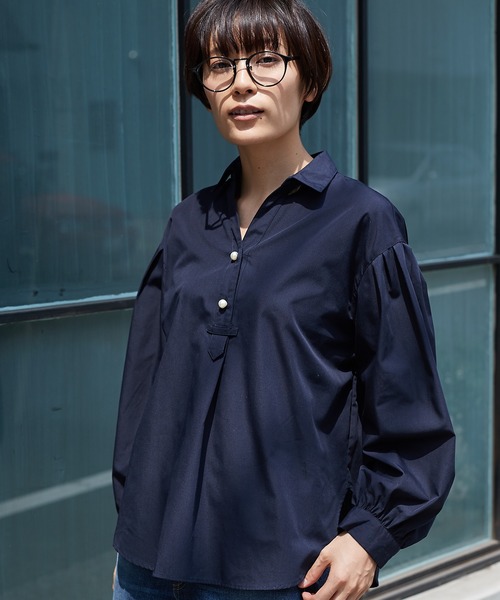 AMERICAN HOLIC(アメリカンホリック)の「パールボタンスキッパーシャツ*(シャツ/ブラウス・レディース・ネイビー/その他5/その他8/ベージュ系その他4・FREE)」の3枚目の写真