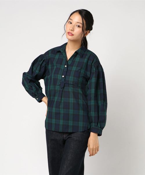 AMERICAN HOLIC(アメリカンホリック)の「パールボタンスキッパーシャツ*(シャツ/ブラウス・レディース・ネイビー/その他5/その他8/ベージュ系その他4・FREE)」の1枚目の写真