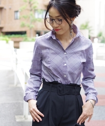 NARACAMICIE | グレンチェック切り替え長袖シャツ(シャツ/ブラウス)