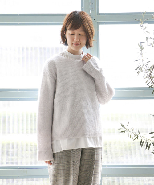 LBC（エルビーシー）の「キッドモヘアプルオーバー（ニット/セーター・レディース・ライトグレー/ライトイエロー・M）」の2枚目の写真