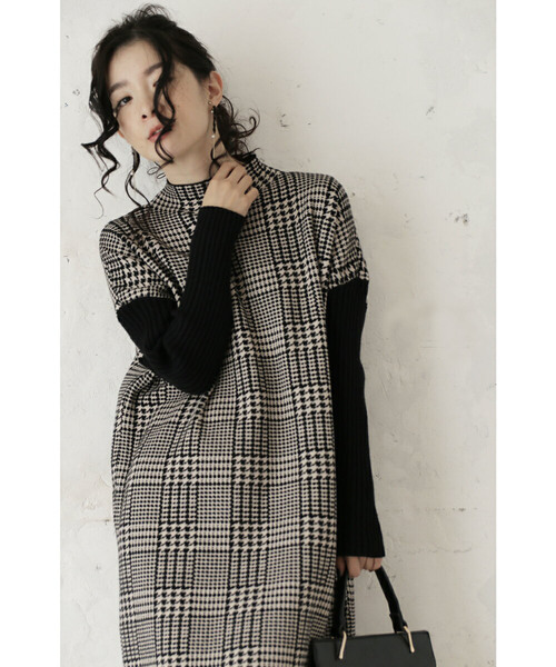 旬なチェックのニットワンピース ブラック ワンピース Cawaii カワイイ のファッション通販 Zozotown
