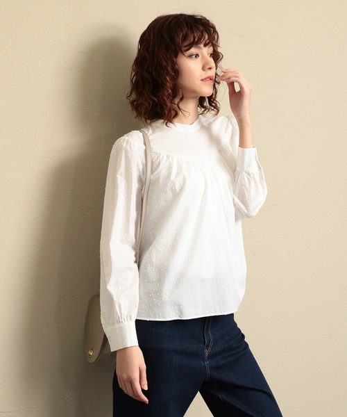 MACKINTOSH PHILOSOPHY(マッキントッシュ フィロソフィー)の「【ウォッシャブル】カットドビーブラウス(シャツ/ブラウス)」|オフホワイト