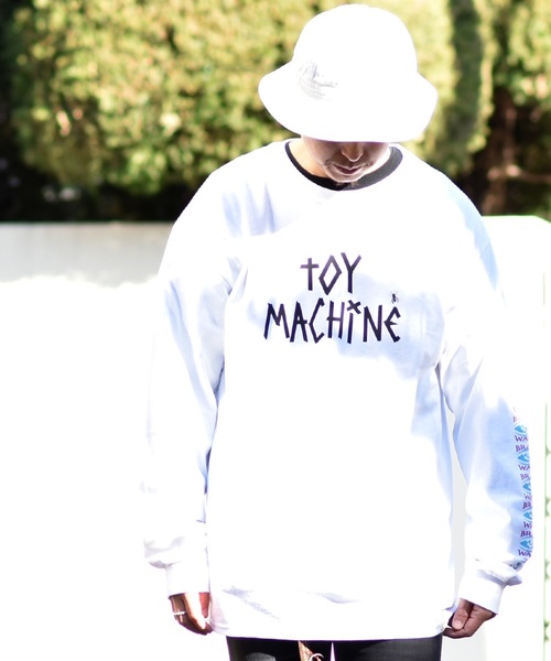 TOY MACHINE(トイ マシーン)の「【toy machine / トイマシーン】TAPE LOGO PRINT LONG SLEEVE TEE(Tシャツ/カットソー・メンズ・ホワイト/ブラック・S/M/L/XL)」の1枚目の写真