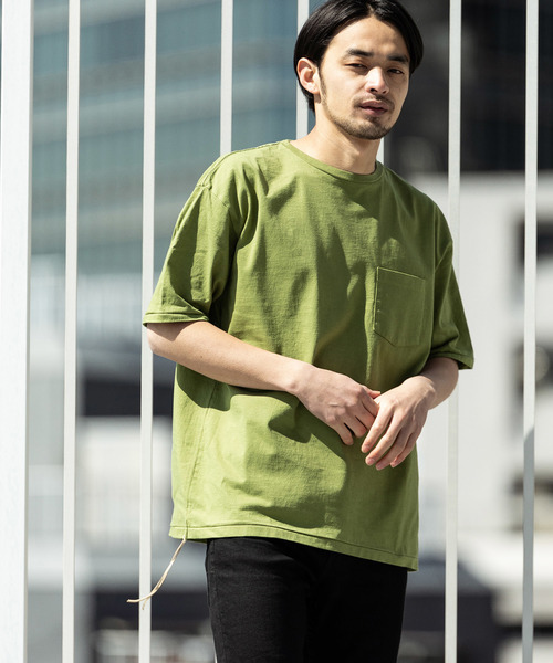 CAL O LINE(キャルオーライン)の「CAL O LINE/キャルオーライン SOLID COLOR POCKET T-SHIRT(Tシャツ/カットソー・メンズ・ブルー/ピンク/ブラック/ホワイト/ブラウン/オリーブ/スモークピンク/ダークオレンジ/ミント/バイオレット・M/L/XL)」の5枚目の写真