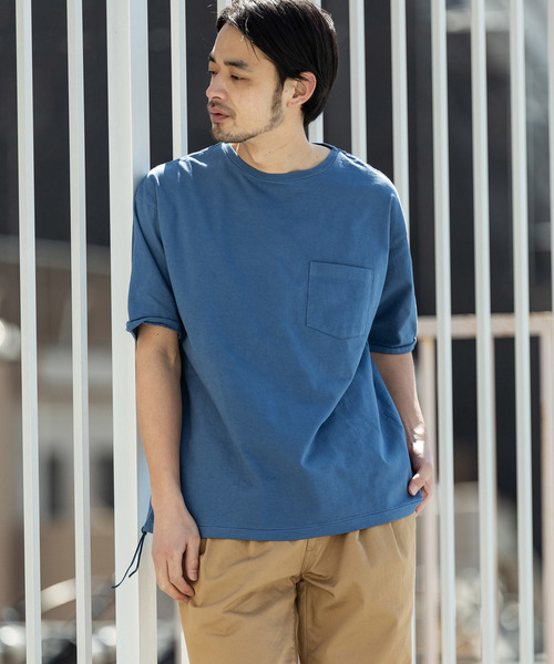 CAL O LINE(キャルオーライン)の「CAL O LINE/キャルオーライン SOLID COLOR POCKET T-SHIRT(Tシャツ/カットソー・メンズ・ブルー/ピンク/ブラック/ホワイト/ブラウン/オリーブ/スモークピンク/ダークオレンジ/ミント/バイオレット・M/L/XL)」の7枚目の写真