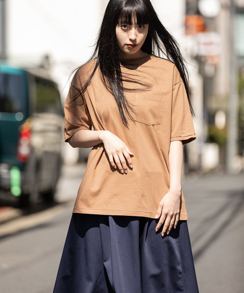 CAL O LINE(キャルオーライン)の「CAL O LINE/キャルオーライン SOLID COLOR POCKET T-SHIRT(Tシャツ/カットソー・メンズ・ブルー/ピンク/ブラック/ホワイト/ブラウン/オリーブ/スモークピンク/ダークオレンジ/ミント/バイオレット・M/L/XL)」の14枚目の写真