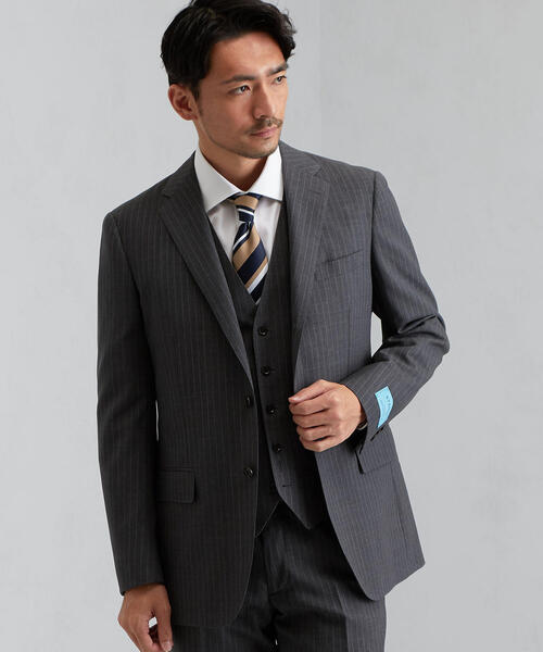 green label relaxing（グリーンレーベルリラクシング）の「[ストローナ] STRONA チョークストライプ 3ボタン BND NT HP- ジャケット（スーツジャケット・メンズ・ネイビー/グレー・46/50/44/48/52/42）」の2枚目の写真