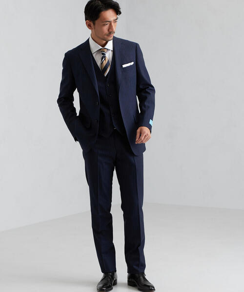 green label relaxing（グリーンレーベルリラクシング）の「[ストローナ] STRONA チョークストライプ 3ボタン BND NT HP- ジャケット（スーツジャケット・メンズ・ネイビー/グレー・46/50/44/48/52/42）」の5枚目の写真