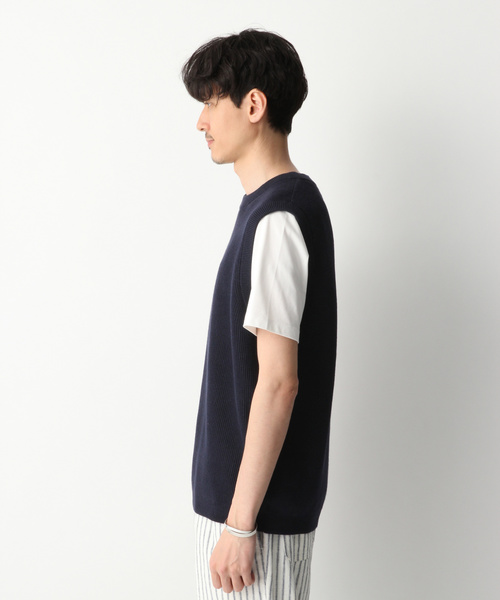 GLOBAL WORK（グローバルワーク）の「ラミーコンアゼニットベスト/837695（ベスト・メンズ・ベージュ/サックスブルー/ネイビー・MEDIUM/LARGE）」の14枚目の写真