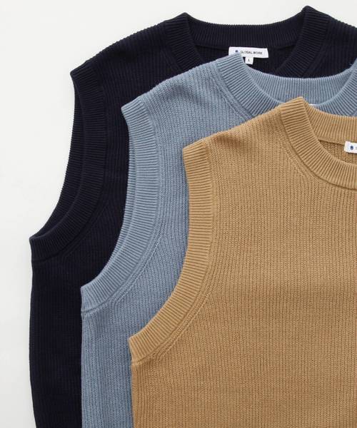 GLOBAL WORK（グローバルワーク）の「ラミーコンアゼニットベスト/837695（ベスト・メンズ・ベージュ/サックスブルー/ネイビー・MEDIUM/LARGE）」の5枚目の写真