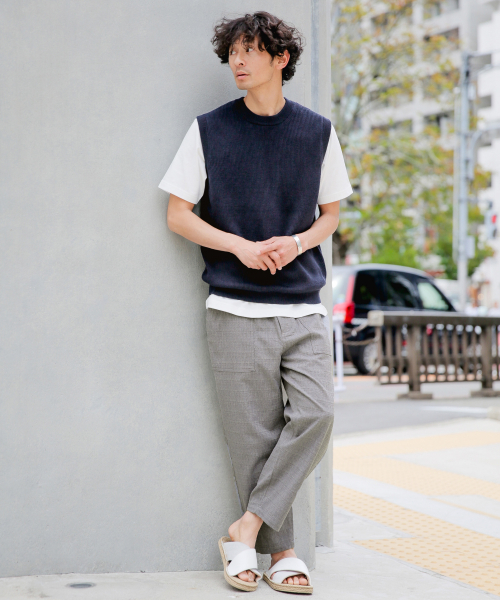 GLOBAL WORK（グローバルワーク）の「ラミーコンアゼニットベスト/837695（ベスト・メンズ・ベージュ/サックスブルー/ネイビー・MEDIUM/LARGE）」の20枚目の写真