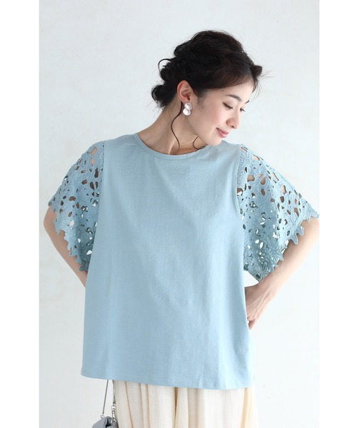 cawaii(カワイイ)の「涼やかな花カットレース袖Tシャツトップス(シャツ/ブラウス・レディース・グリーン・M/XL)」の11枚目の写真