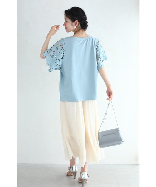 cawaii(カワイイ)の「涼やかな花カットレース袖Tシャツトップス(シャツ/ブラウス・レディース・グリーン・M/XL)」の13枚目の写真