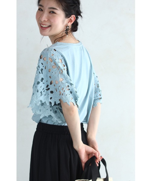 cawaii(カワイイ)の「涼やかな花カットレース袖Tシャツトップス(シャツ/ブラウス・レディース・グリーン・M/XL)」の17枚目の写真