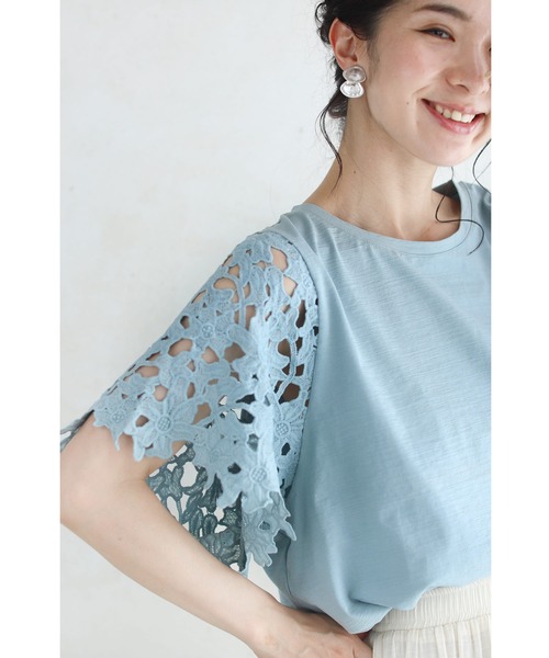 cawaii(カワイイ)の「涼やかな花カットレース袖Tシャツトップス(シャツ/ブラウス・レディース・グリーン・M/XL)」の18枚目の写真