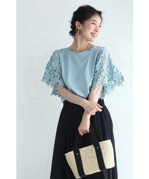 cawaii(カワイイ)の「涼やかな花カットレース袖Tシャツトップス(シャツ/ブラウス・レディース・グリーン・M/XL)」の21枚目の写真