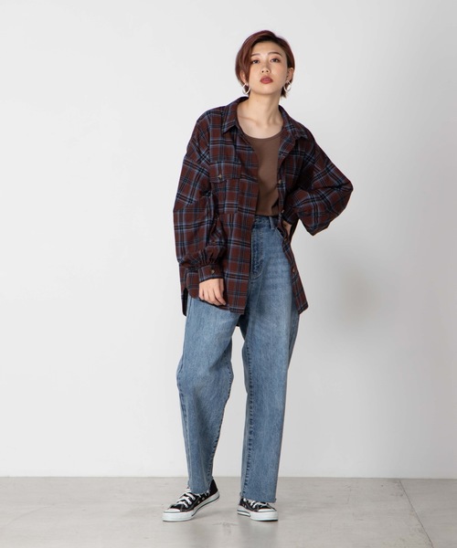 WEGO（ウィゴー）の「WEGO/BIGポケットチェックオーバーシャツ（シャツ/ブラウス・レディース・ブラウン系その他2/ベージュ系その他2/ホワイト系その他2/グレー系その他2・FREE）」の14枚目の写真