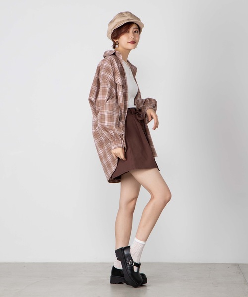 WEGO（ウィゴー）の「WEGO/BIGポケットチェックオーバーシャツ（シャツ/ブラウス・レディース・ブラウン系その他2/ベージュ系その他2/ホワイト系その他2/グレー系その他2・FREE）」の10枚目の写真