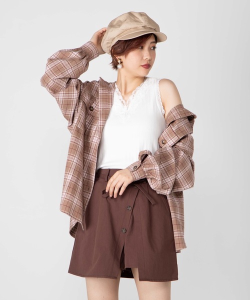 WEGO（ウィゴー）の「WEGO/BIGポケットチェックオーバーシャツ（シャツ/ブラウス・レディース・ブラウン系その他2/ベージュ系その他2/ホワイト系その他2/グレー系その他2・FREE）」の12枚目の写真