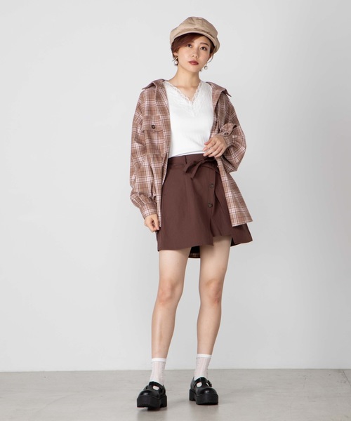 WEGO（ウィゴー）の「WEGO/BIGポケットチェックオーバーシャツ（シャツ/ブラウス・レディース・ブラウン系その他2/ベージュ系その他2/ホワイト系その他2/グレー系その他2・FREE）」の11枚目の写真