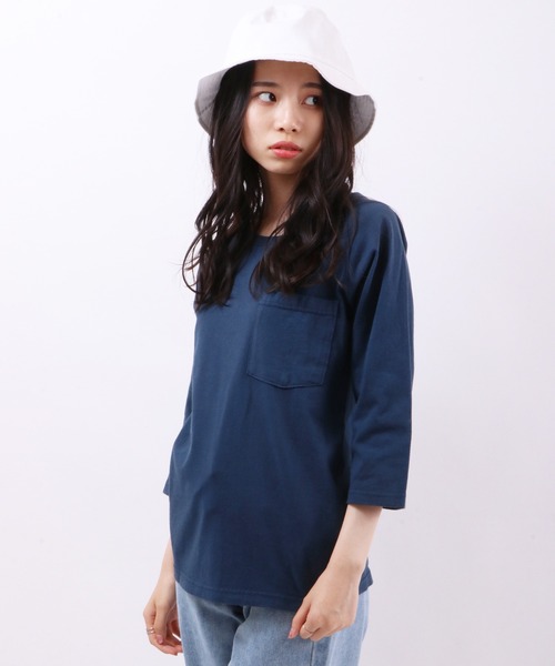 Goodwear(Since1983)（グッドウェア）の「Goodwear(Since1983) クルーネック ラグランスリーブ ポケットTシャツ（Tシャツ/カットソー・メンズ・ブラック/ネイビー・S/M）」の4枚目の写真