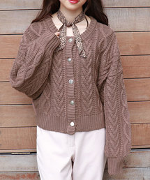 PairPair | ケーブル編みイロイロ釦カーディガン(カーディガン/ボレロ)