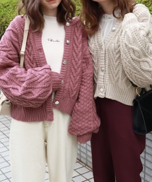 PairPair | ケーブル編みイロイロ釦カーディガン(カーディガン/ボレロ)