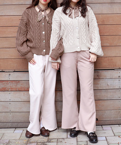 PairPair（ペアペア）の「ケーブル編みイロイロ釦カーディガン（カーディガン/ボレロ・レディース・ブラウン/ブルー系その他/スモークピンク/ライトベージュ・FREE）」の20枚目の写真