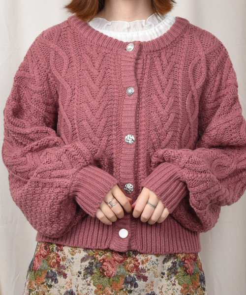 PairPair（ペアペア）の「ケーブル編みイロイロ釦カーディガン（カーディガン/ボレロ・レディース・ブラウン/ブルー系その他/スモークピンク/ライトベージュ・FREE）」の17枚目の写真