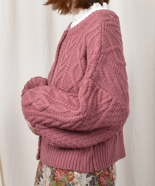 PairPair（ペアペア）の「ケーブル編みイロイロ釦カーディガン（カーディガン/ボレロ・レディース・ブラウン/ブルー系その他/スモークピンク/ライトベージュ・FREE）」の11枚目の写真